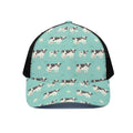 Cute Cow And Baby Cow Pattern Print Black Mesh Trucker Hat
