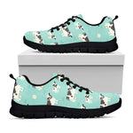 Cute Cow And Baby Cow Pattern Print Black Running Shoes