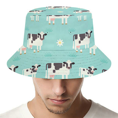 Cute Cow And Baby Cow Pattern Print Bucket Hat