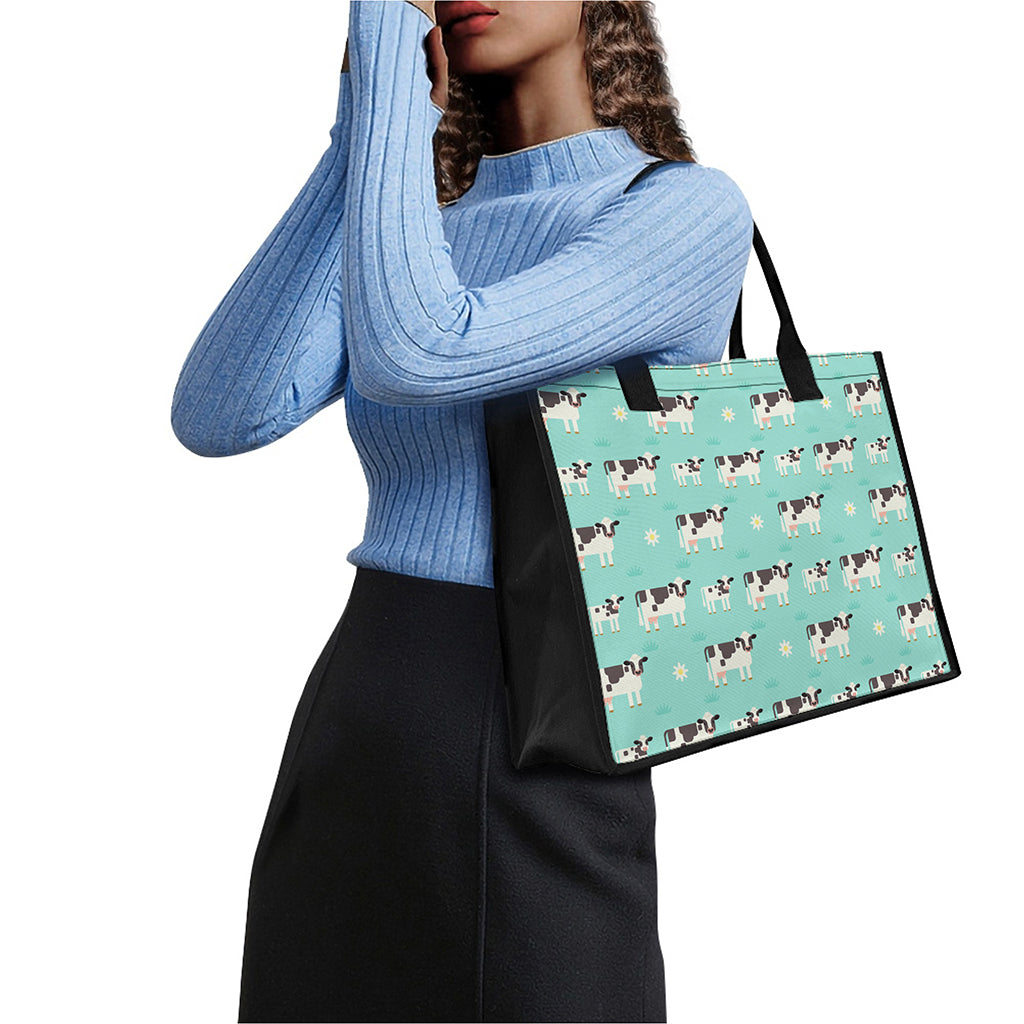 Cute Cow And Baby Cow Pattern Print Canvas Tote Bag