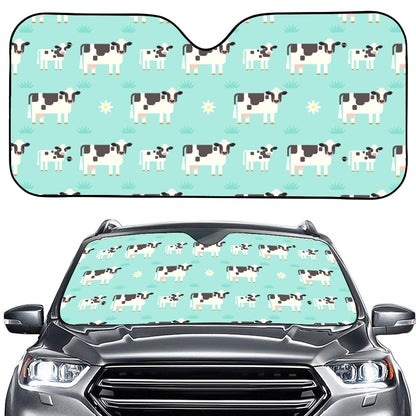 Cute Cow And Baby Cow Pattern Print Car Windshield Sun Shade