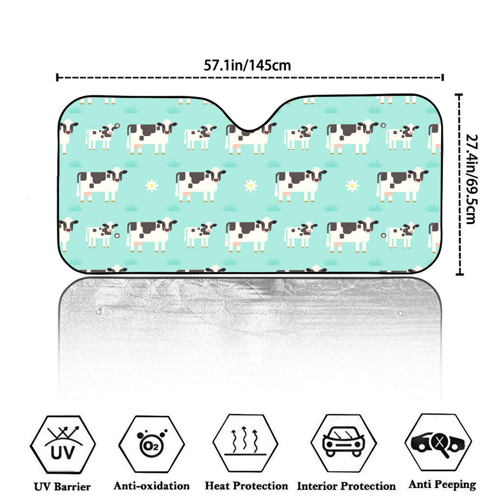 Cute Cow And Baby Cow Pattern Print Car Windshield Sun Shade