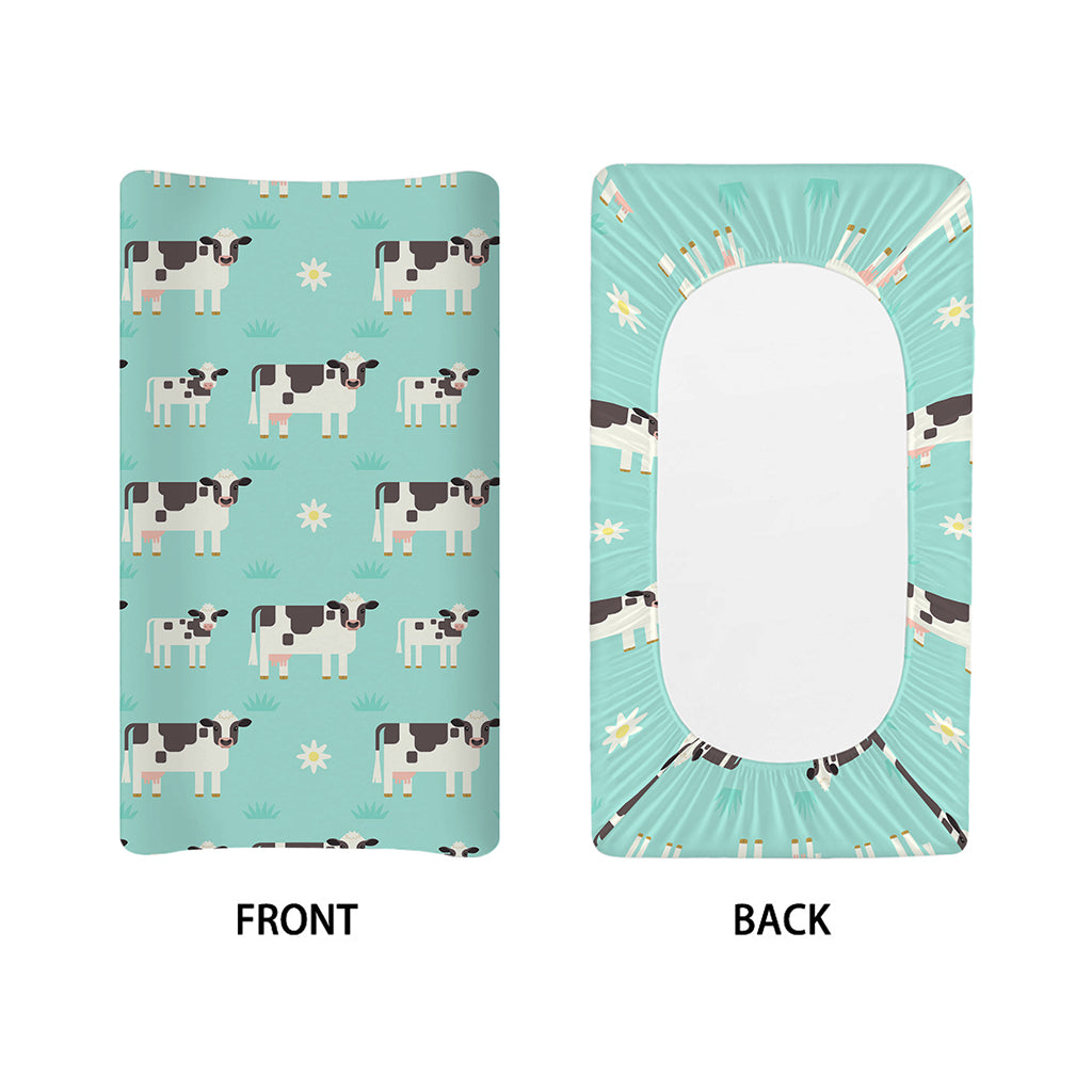 Cute Cow And Baby Cow Pattern Print Changing Pad Cover
