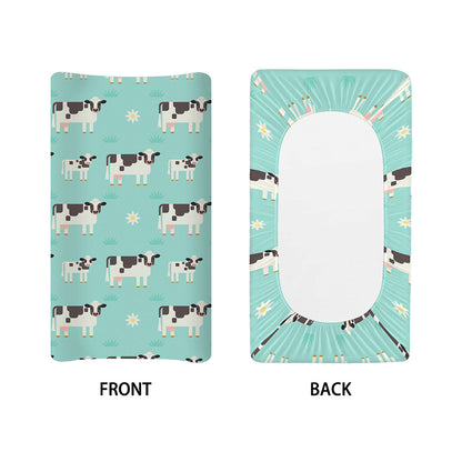 Cute Cow And Baby Cow Pattern Print Changing Pad Cover