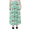 Cute Cow And Baby Cow Pattern Print Chiffon Maxi Skirt