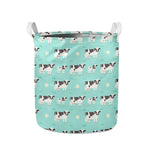 Cute Cow And Baby Cow Pattern Print Collapsible Laundry Basket