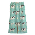 Cute Cow And Baby Cow Pattern Print Cotton Front Slit Maxi Skirt