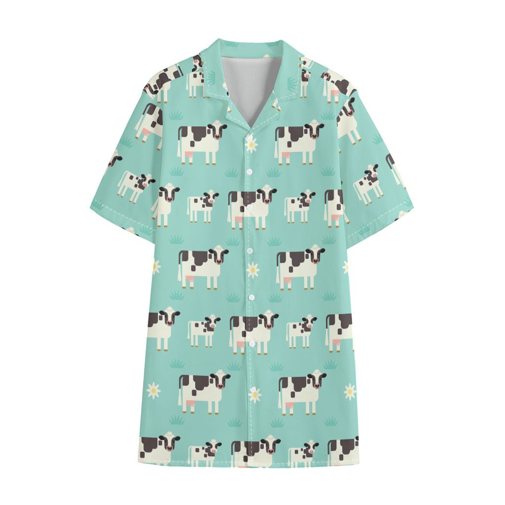 Cute Cow And Baby Cow Pattern Print Cotton Hawaiian Shirt