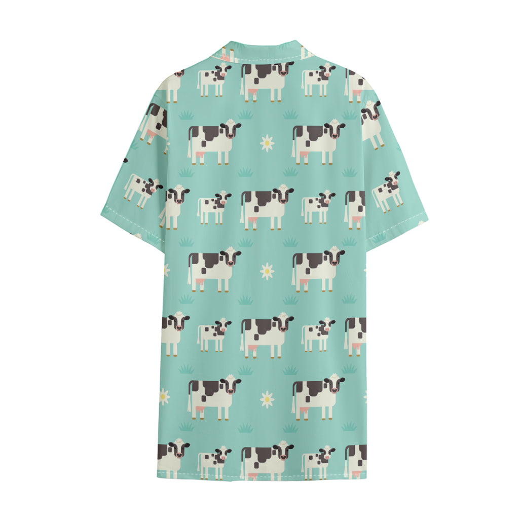Cute Cow And Baby Cow Pattern Print Cotton Hawaiian Shirt