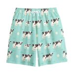 Cute Cow And Baby Cow Pattern Print Cotton Shorts