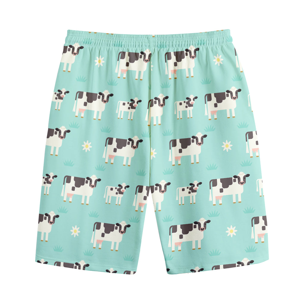 Cute Cow And Baby Cow Pattern Print Cotton Shorts