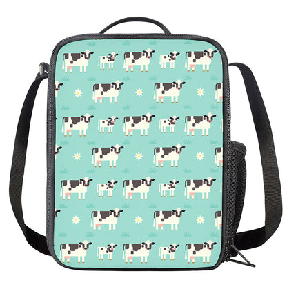 Cute Cow And Baby Cow Pattern Print Crossbody Lunch Bag