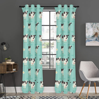 Cute Cow And Baby Cow Pattern Print Curtain