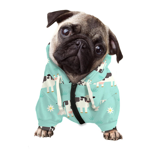 Cute Cow And Baby Cow Pattern Print Dog Zip Up Hoodie