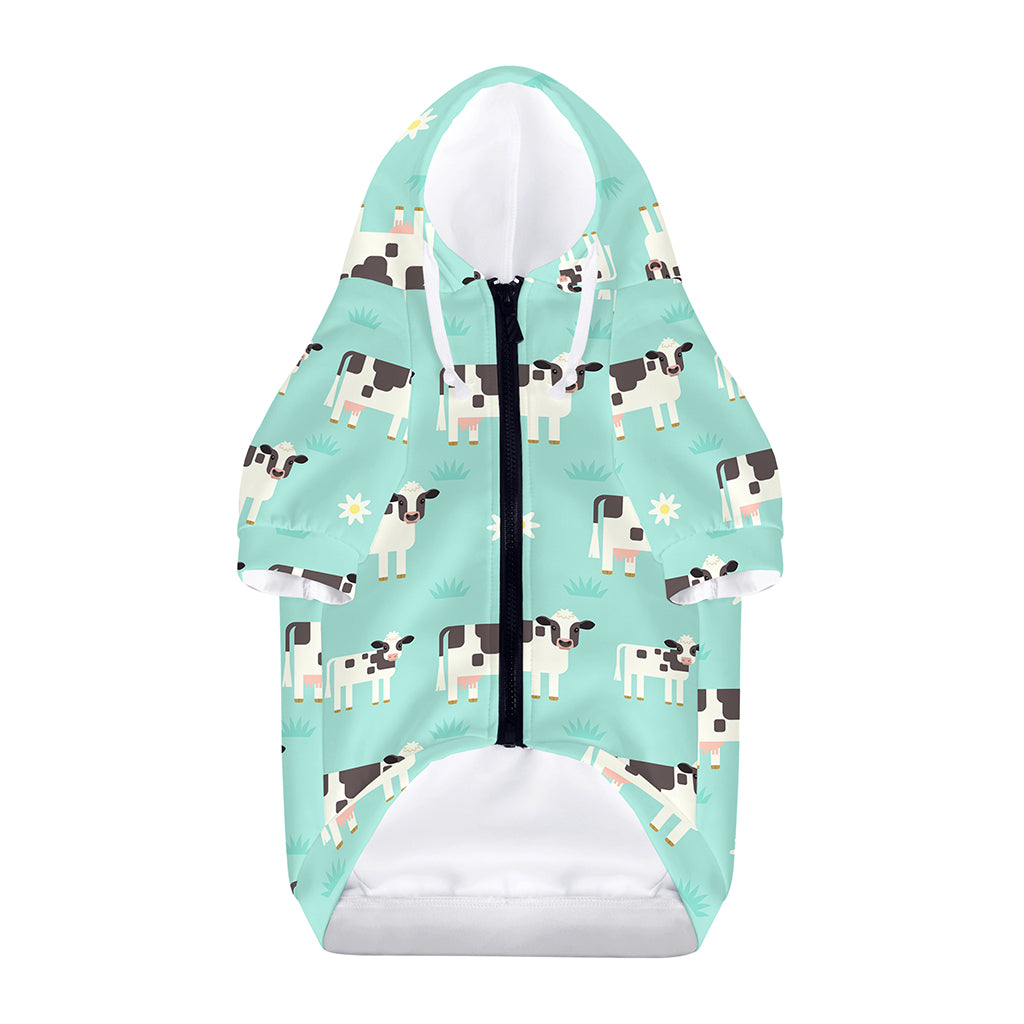 Cute Cow And Baby Cow Pattern Print Dog Zip Up Hoodie