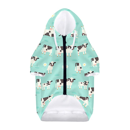 Cute Cow And Baby Cow Pattern Print Dog Zip Up Hoodie