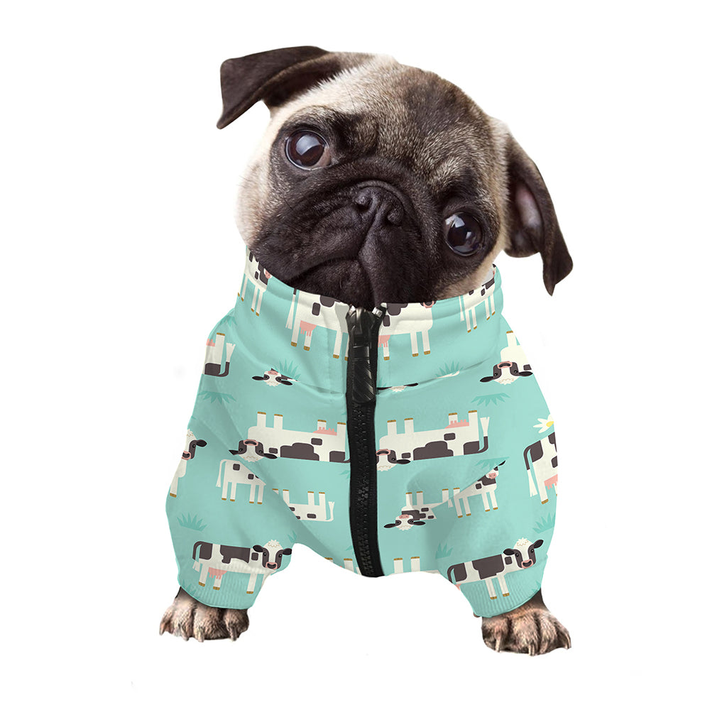 Cute Cow And Baby Cow Pattern Print Dog Zip Up Jacket
