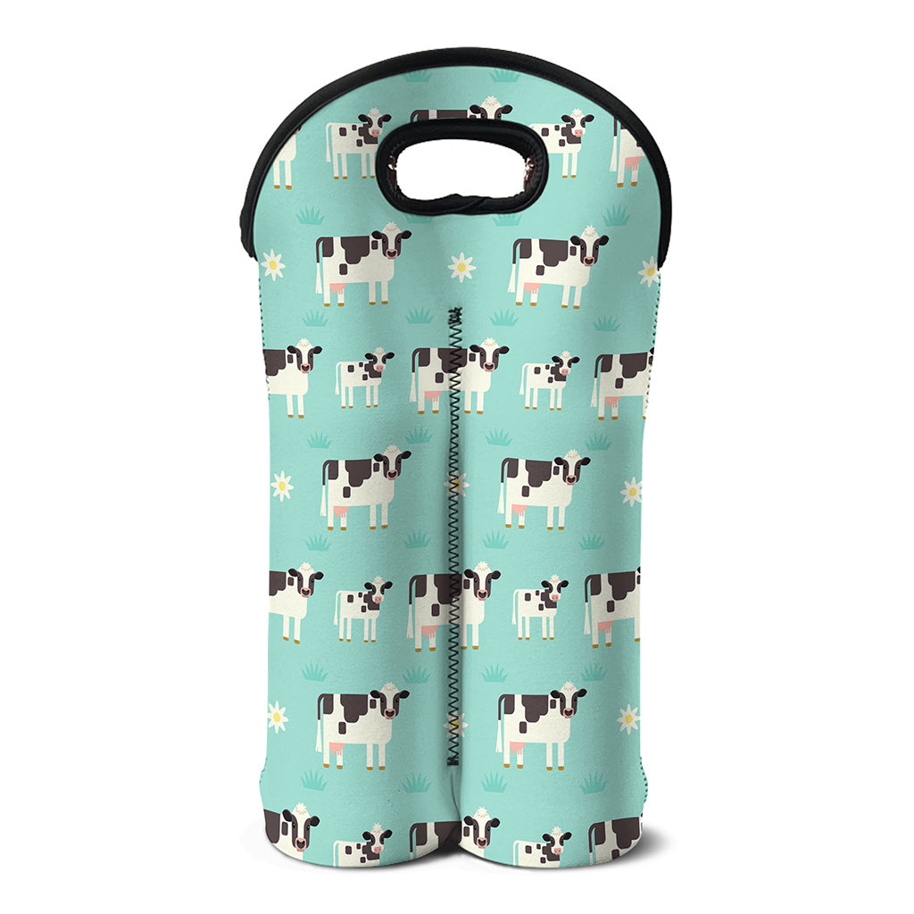 Cute Cow And Baby Cow Pattern Print Double Neoprene Wine Tote