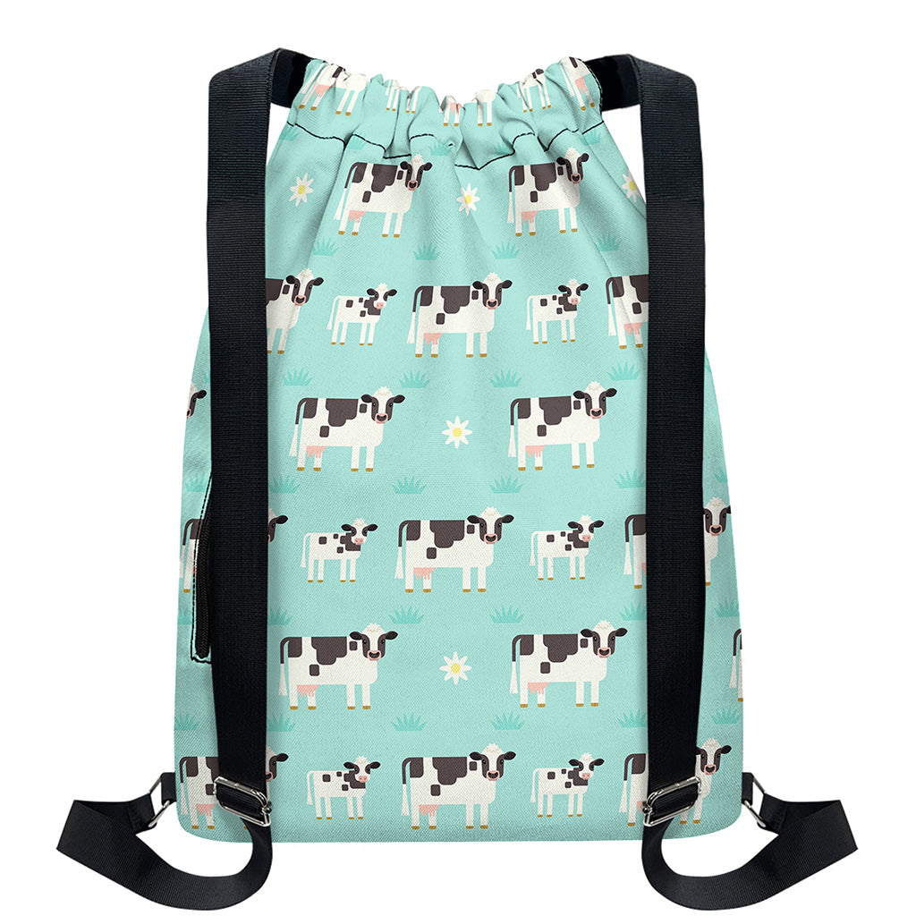 Cute Cow And Baby Cow Pattern Print Drawstring Backpack