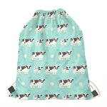 Cute Cow And Baby Cow Pattern Print Drawstring Bag