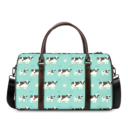 Cute Cow And Baby Cow Pattern Print Duffle Bag