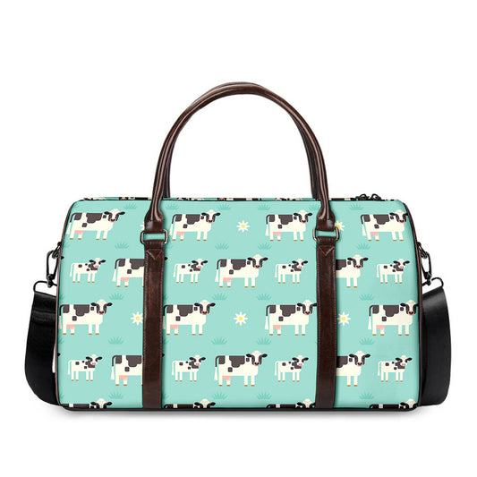 Cute Cow And Baby Cow Pattern Print Duffle Bag