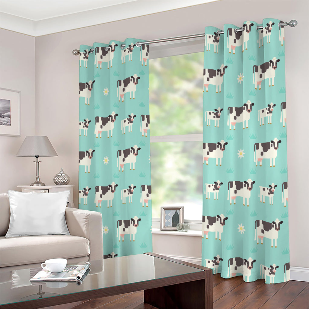 Cute Cow And Baby Cow Pattern Print Extra Wide Grommet Curtains
