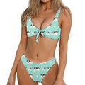 Cute Cow And Baby Cow Pattern Print Front Bow Tie Bikini