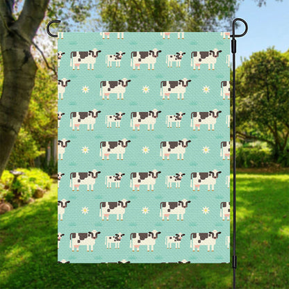 Cute Cow And Baby Cow Pattern Print Garden Flag