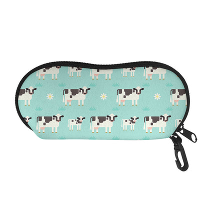 Cute Cow And Baby Cow Pattern Print Glasses Case
