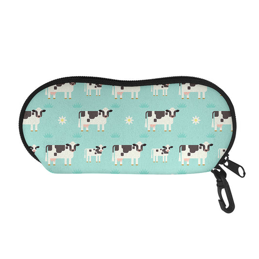 Cute Cow And Baby Cow Pattern Print Glasses Case