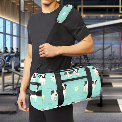 Cute Cow And Baby Cow Pattern Print Gym Bag