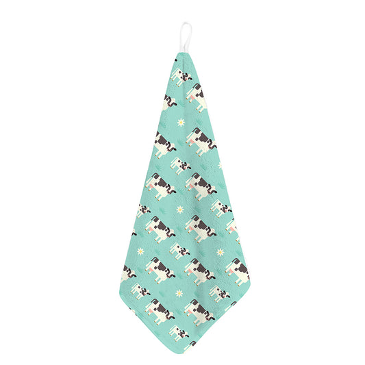 Cute Cow And Baby Cow Pattern Print Hand Towel