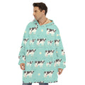 Cute Cow And Baby Cow Pattern Print Hoodie Blanket