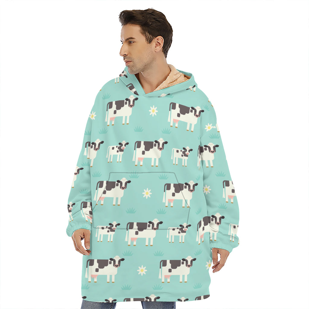 Cute Cow And Baby Cow Pattern Print Hoodie Blanket