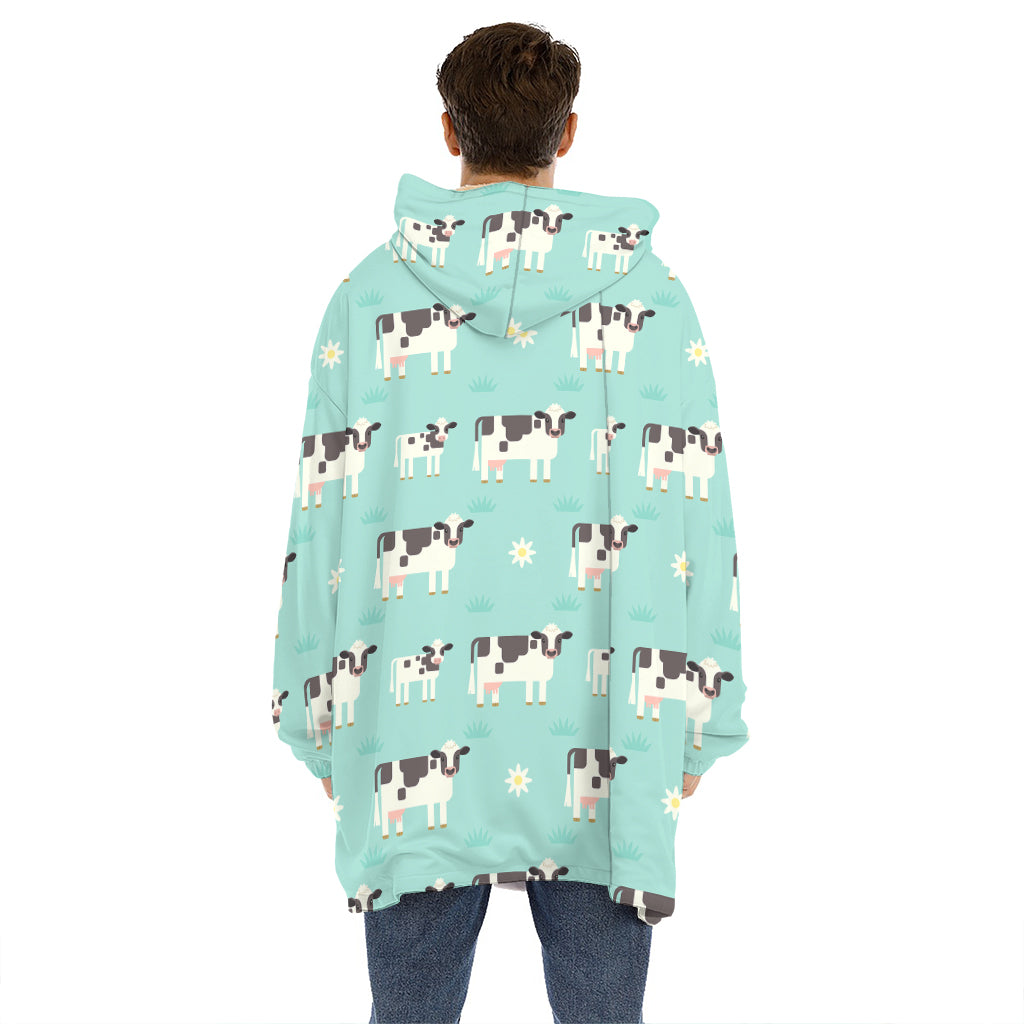 Cute Cow And Baby Cow Pattern Print Hoodie Blanket