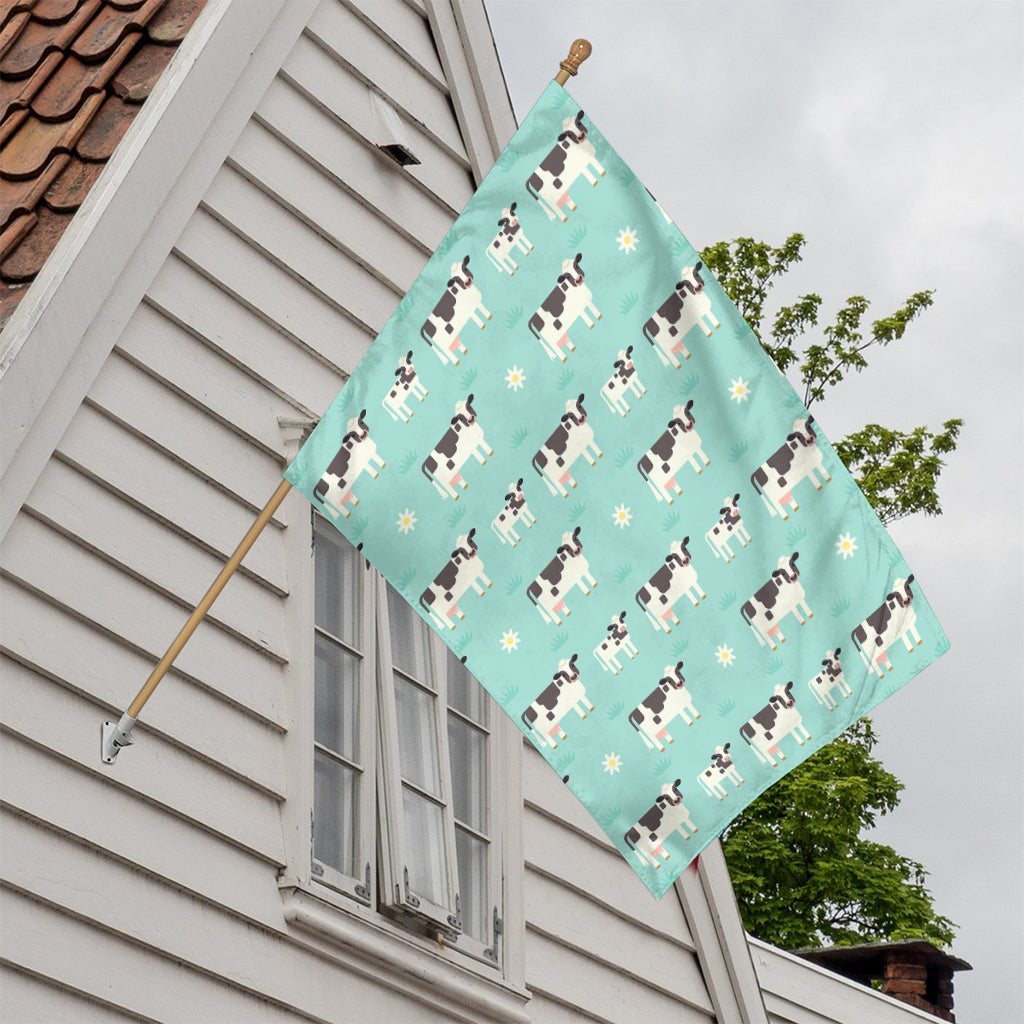 Cute Cow And Baby Cow Pattern Print House Flag
