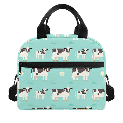 Cute Cow And Baby Cow Pattern Print Insulated Lunch Bag