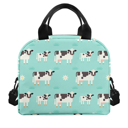 Cute Cow And Baby Cow Pattern Print Insulated Lunch Bag