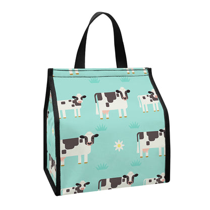 Cute Cow And Baby Cow Pattern Print Insulated Lunch Tote