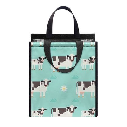 Cute Cow And Baby Cow Pattern Print Insulated Lunch Tote