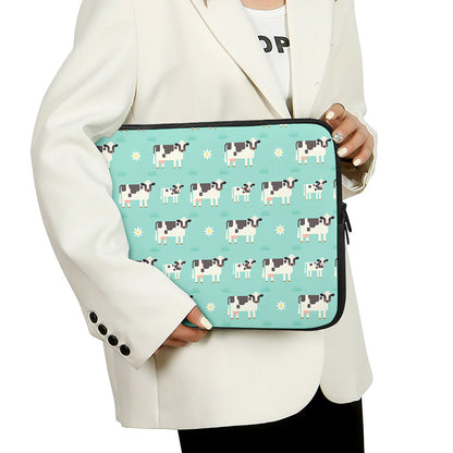 Cute Cow And Baby Cow Pattern Print Laptop Sleeve
