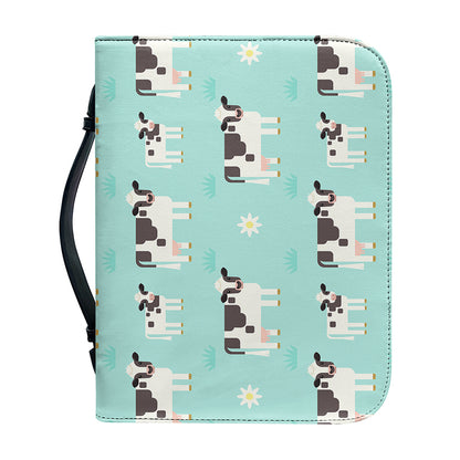 Cute Cow And Baby Cow Pattern Print Leather Bible Cover