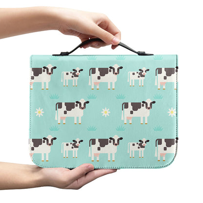 Cute Cow And Baby Cow Pattern Print Leather Bible Cover