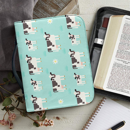 Cute Cow And Baby Cow Pattern Print Leather Bible Cover