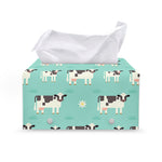 Cute Cow And Baby Cow Pattern Print Leather Tissue Box Cover