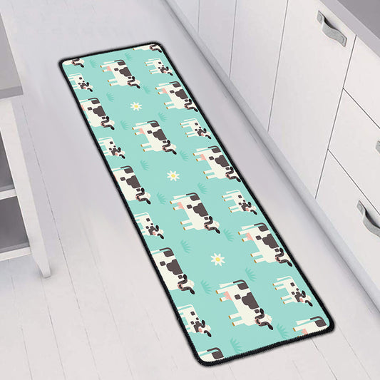 Cute Cow And Baby Cow Pattern Print Long Kitchen Mat