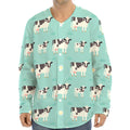 Cute Cow And Baby Cow Pattern Print Long Sleeve Baseball Jersey