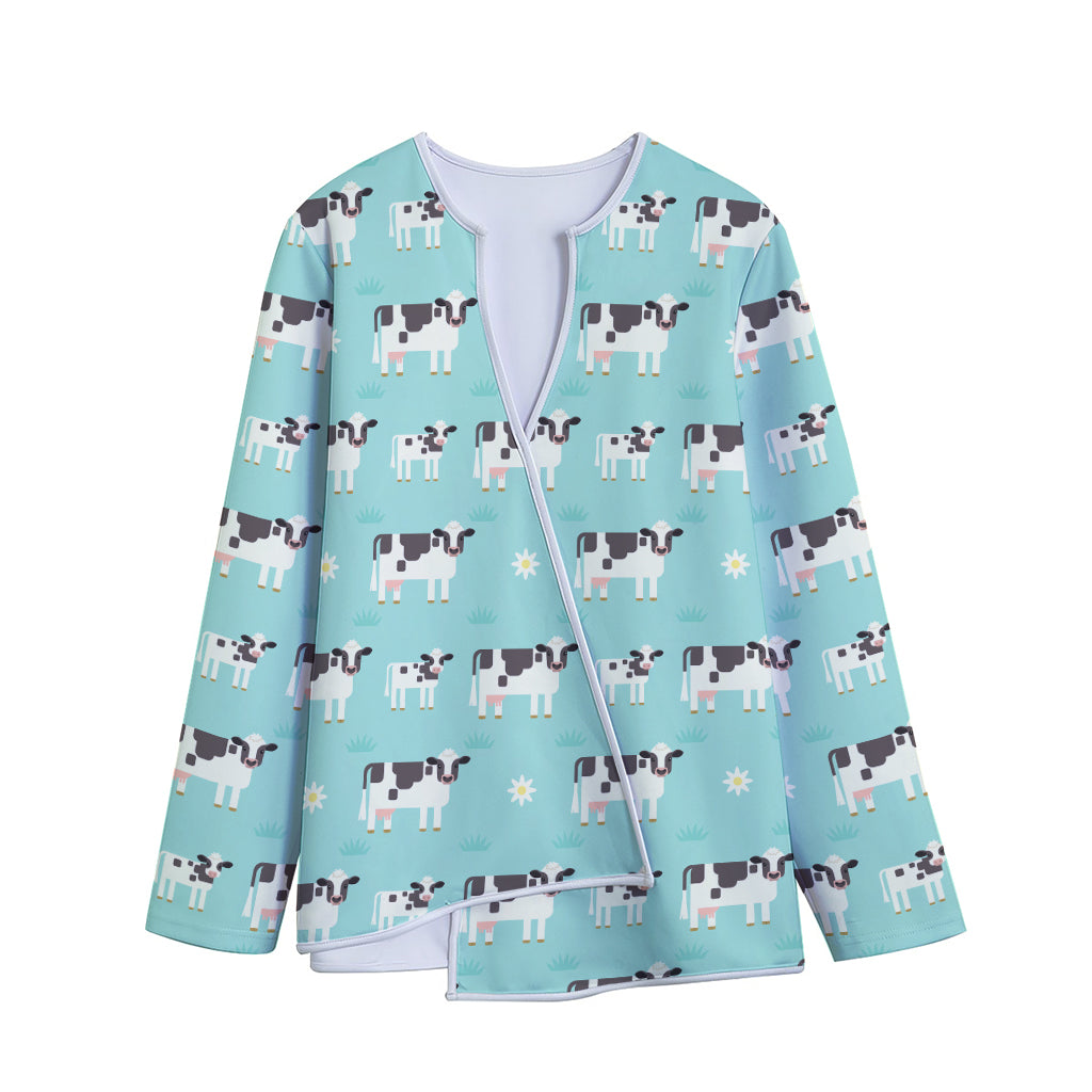 Cute Cow And Baby Cow Pattern Print Long Sleeve Short Coat