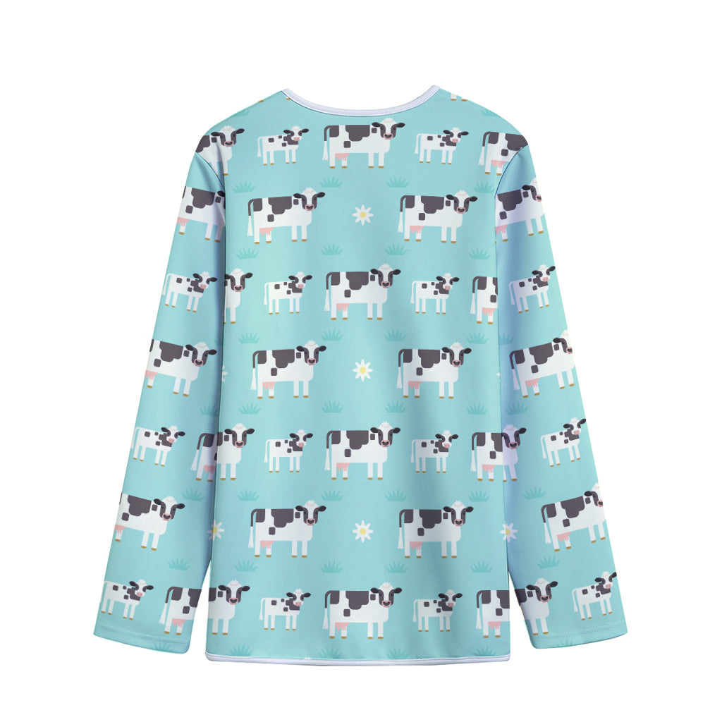 Cute Cow And Baby Cow Pattern Print Long Sleeve Short Coat